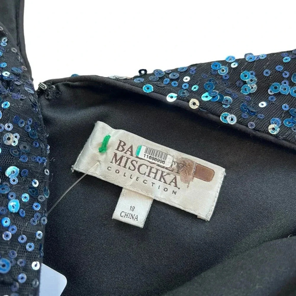 Badgley Mischka Blue Sequined Ombré Astor Gown 18 - Picture 4 of 4